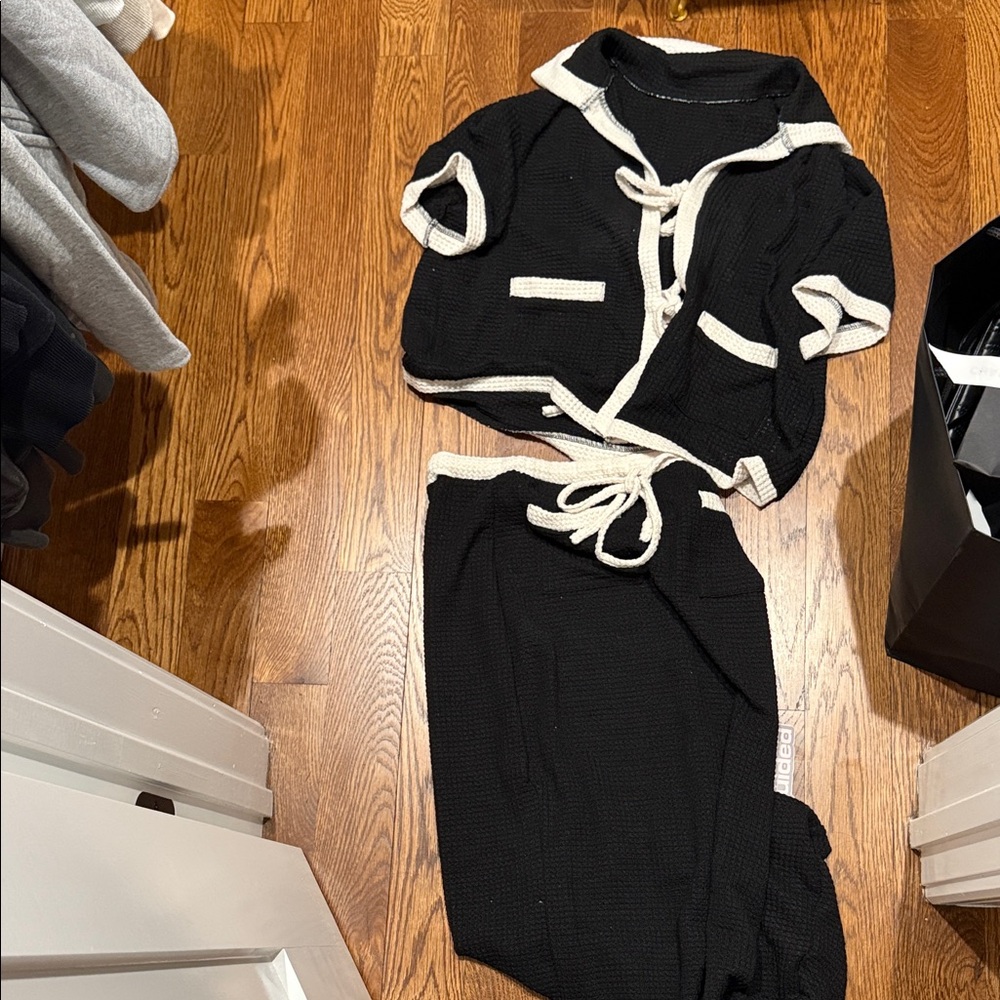 Missguided Black and White Knit Two-Piece Set